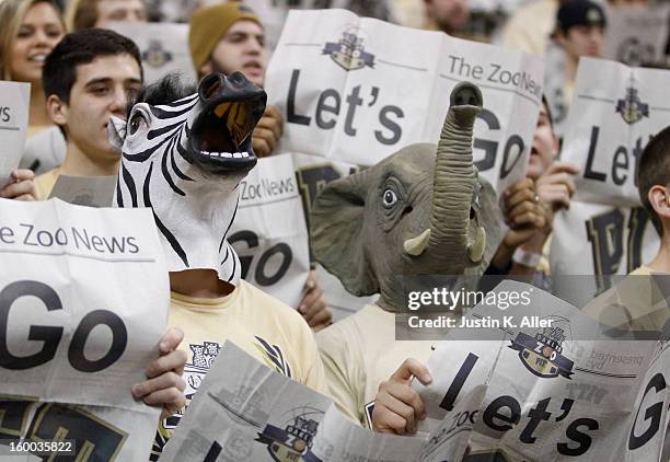 The Oakland Zoo stands during the game between the Pittsburgh Panthers and the Connecticut Huskies at Petersen Events Center on January 19, 2013 in...