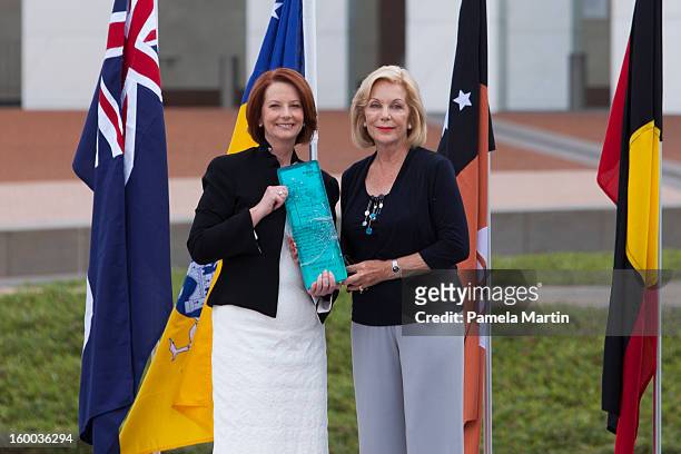 Julia Gillard and Ita Buttrose attend the 2013 Australian of the Year Awards at on January 25, 2013 in Canberra, Australia. .