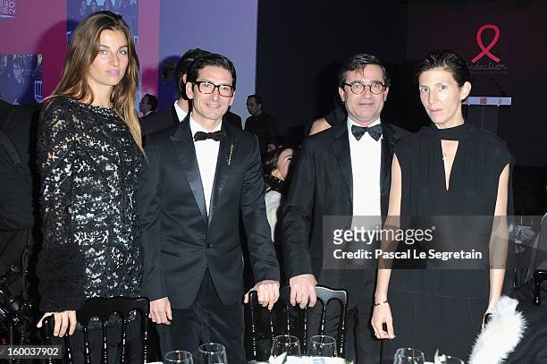 Sonia Sieff, Rambert Rigaud, guest and Ludivine Poiblanc attend the Sidaction Gala Dinner 2013 at Pavillon d'Armenonville on January 24, 2013 in...