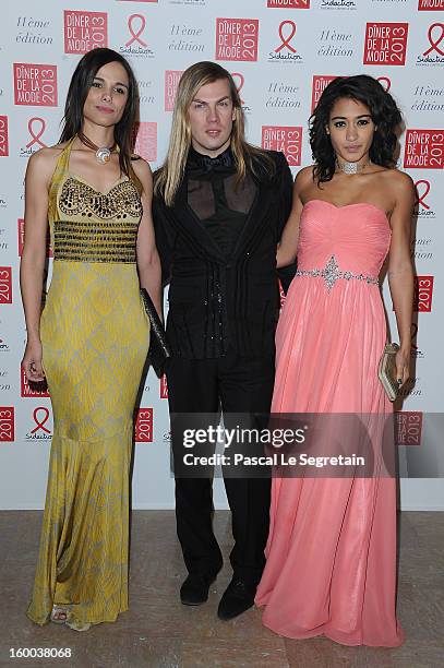 Melissa Mars, Christophe Guillarme and Josephine Jobert attend the Sidaction Gala Dinner 2013 at Pavillon d'Armenonville on January 24, 2013 in...