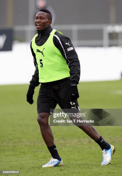 Mapou Yanga-Mbiwa during a Newcastle United training session at the Little Benton training ground on January 25, 2013 in Newcastle upon Tyne, England.