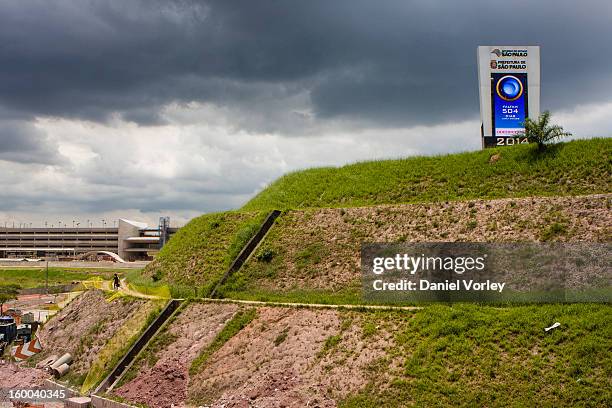 View of the site where a new college of technology and a convention center are pgoing to be built as part of the Arena Sao Paulo on January 24,...