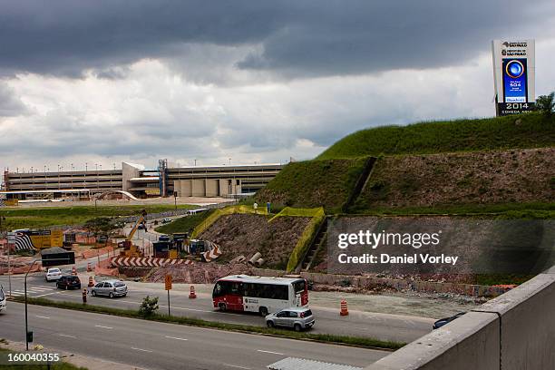 Construction of a college of technology and a convention center are part of the infrastructure of the new stadium at the Arena Sao Paulo of World Cup...