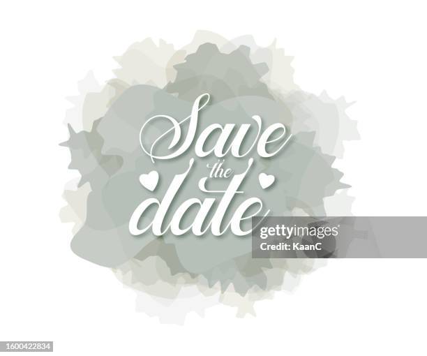 ilustrações de stock, clip art, desenhos animados e ícones de save the date - wedding lettering on watercolor background. vector illustration. stock illustration - i love you frase em inglês