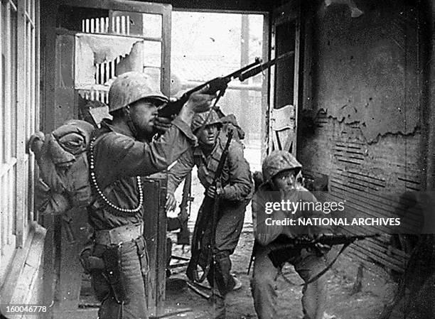 This 20 September 1950 photo shows United Nations troops fighting in the streets of Seoul, Korea. North Korea invaded South Korea 25 June 1950,...