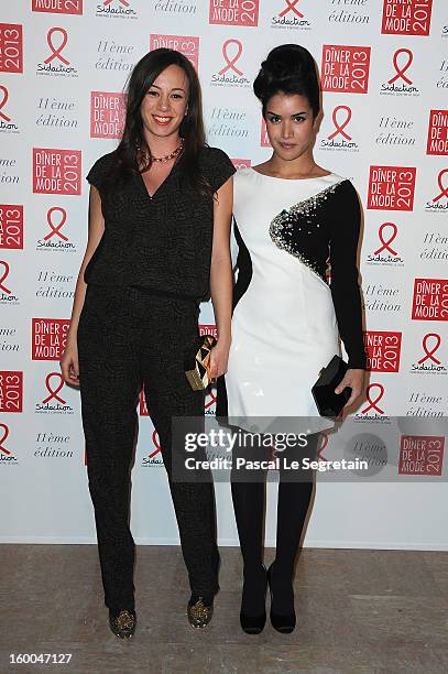 Sabrina Ouazani and guest attend the Sidaction Gala Dinner 2013 at Pavillon d'Armenonville on January 24, 2013 in Paris, France.