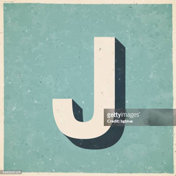 ilustrações, clipart, desenhos animados e ícones de letra j. ícone em estilo vintage retrô - papel texturizado antigo - letter j