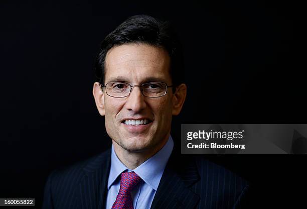 House Majority Leader Eric Cantor, a Republican from Virginia, poses for a photograph following a Bloomberg Television interview on day three of the...