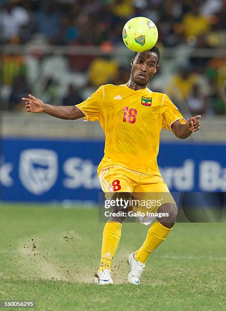 Shemeles Bekele Godo of Ethiopia controls the ball during the 2013 African Cup of Nations match between Burkina Faso and Ethiopia of Mbombela Stadium...