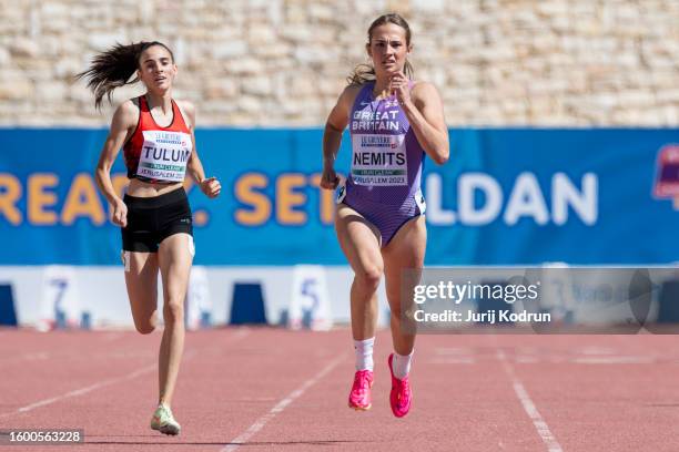 Ashley Nemits of Great Britain competes in the Women's 400m during European Athletics U20 Championships Jerusalem - Day Two on August 08, 2023 in...