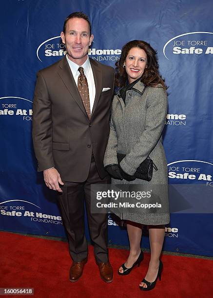 Former professional baseball player John Flaherty and wife Allyn Flaherty attends the Joe Torre Safe At Home Foundation's 10th Anniversary Gala at...