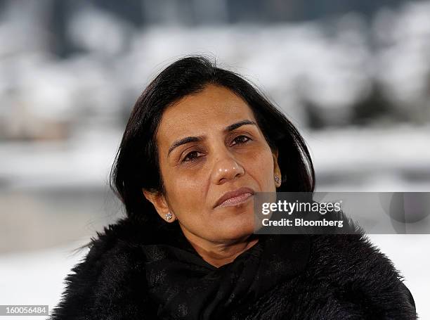 Chanda Kochhar, managing director and chief executive officer of ICICI Bank Ltd., during a Bloomberg Television interview on day three of the World...