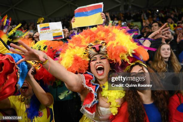 Colombian fans celebrate the team’s 1-0 victory and advance to the quarter final following the FIFA Women's World Cup Australia & New Zealand 2023...