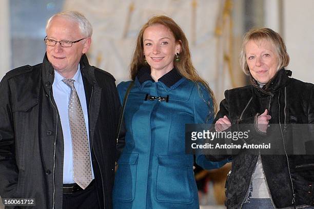 Florence Cassez and her parents leave the Elysee Palace on January 25, 2013 in Paris, France. A Supreme Court in Mexico voted to free Florence Cassez...