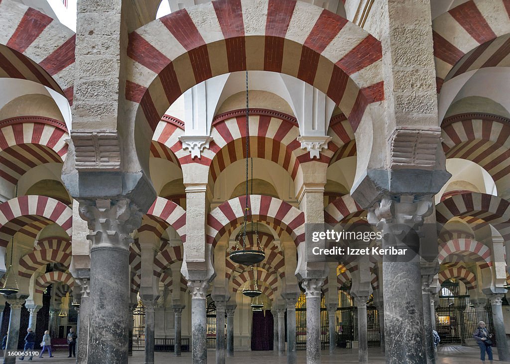 Arches inside Mezquita at Cordoba