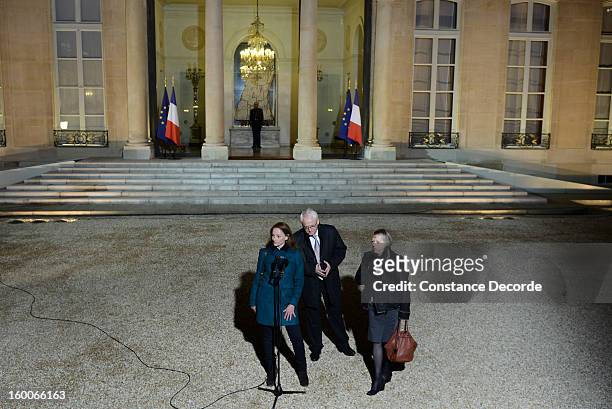 Florence Cassez speaks at the Elysee Palace on January 25, 2013 in Paris, France. A Supreme Court in Mexico voted to free Florence Cassez from France...