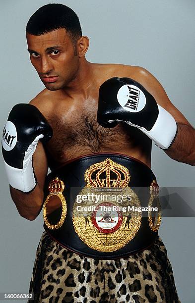 Naseem Hamed poses for a portrait with his belt in 2001 in New York.