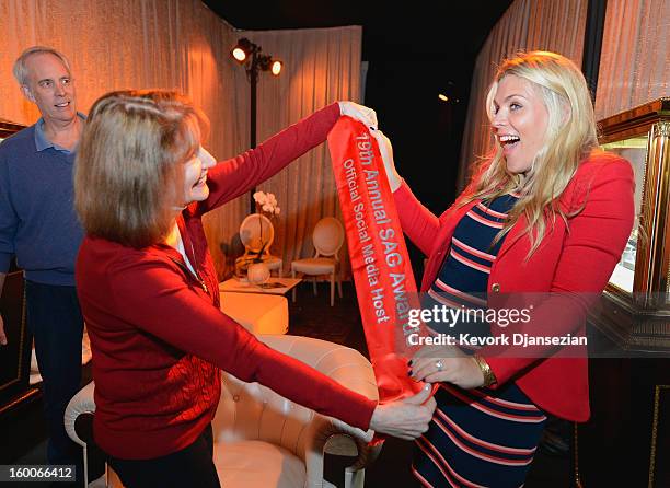 Awards Producer Kathy Connell, actress Busy Philipps attends the 19th Annual Screen Actors Guild Awards ceremony behind the scenes event at The...