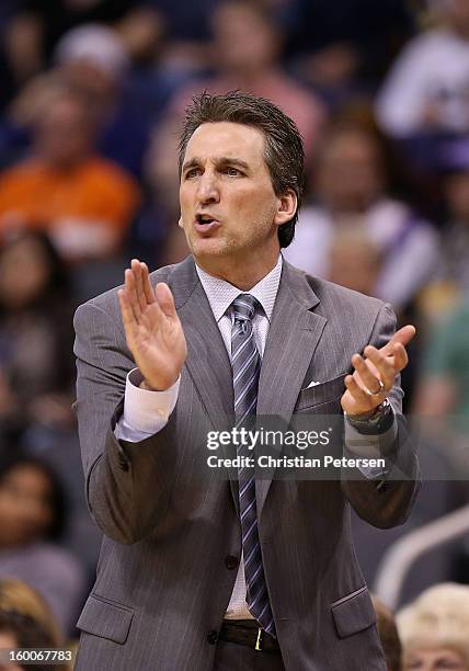 Head coach Vinny Del Negro of the Los Angeles Clippers reacts during the NBA game against the Phoenix Suns at US Airways Center on January 24, 2013...