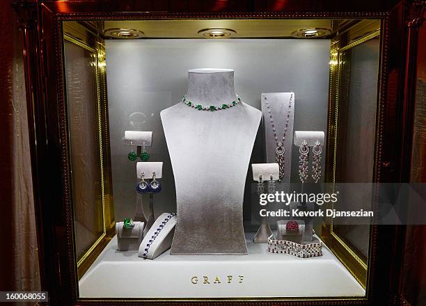 Jewelry created by Graff Diamonds is on display during the 19th Annual Screen Actor Guild Awards ceremony behind the scenes event at The Shrine...