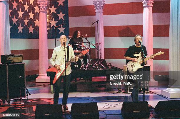 Episode 1070 -- Pictured: Musical guests The Presidents of the United States of America perform on January 10, 1997 --