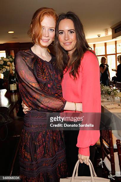 Actresses Jessica Joffe and Louise Roe attend the Champagne Taittinger Women in Hollywood Lunch hosted by Vitalie Taittinger at Sunset Tower on...