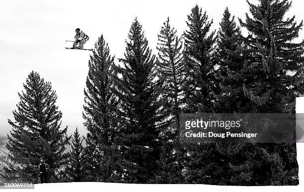 Andreas Hatveit of Norway goes airborne in the Men's Ski Slopestyle Elimination during Winter X Games Aspen 2013 at Buttermilk Mountain on January...