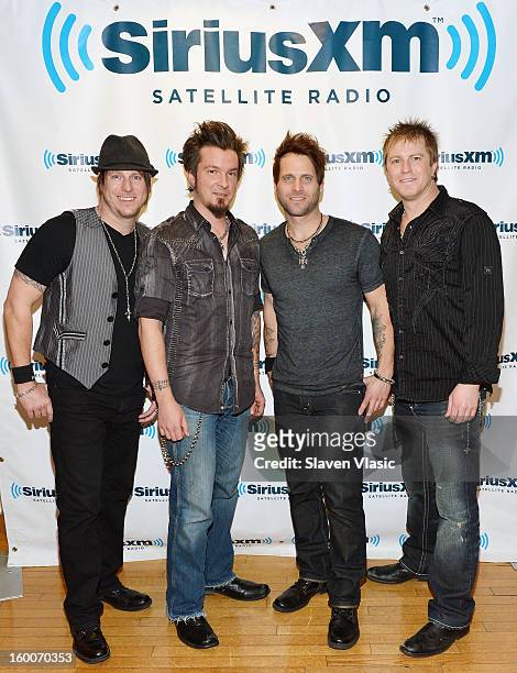 Scott Thomas, Josh McSwain, Matt Thomas and Barry Know of Country rock band "Parmalee" visit SiriusXM Studios on January 25, 2013 in New York City.