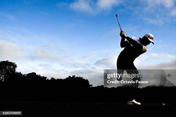 Juan Postigo Arce of Spain plays a shot on the driving range during the G4D prior to the ISPS HANDA World Invitational presented by AVIV Clinics at...