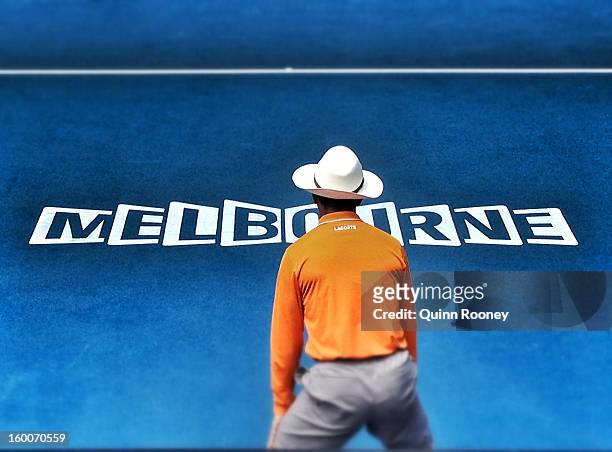 Linesman is seen on day nine of the 2013 Australian Open at Melbourne Park on January 22, 2013 in Melbourne, Australia.