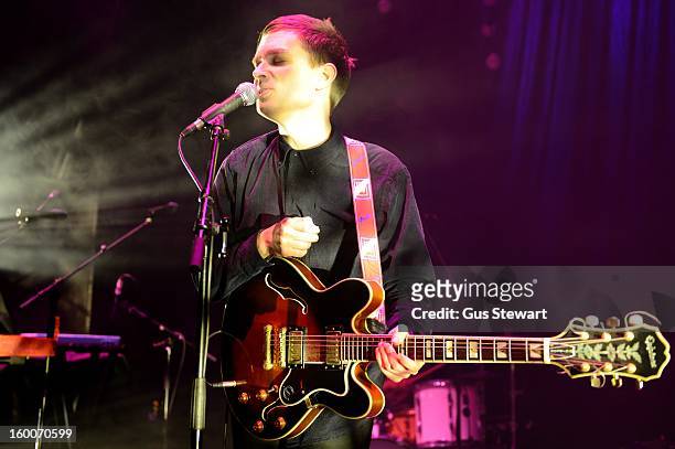 Gabriel Stebbing of Night Works performs on stage at O2 Shepherd's Bush Empire on January 18, 2013 in London, England.