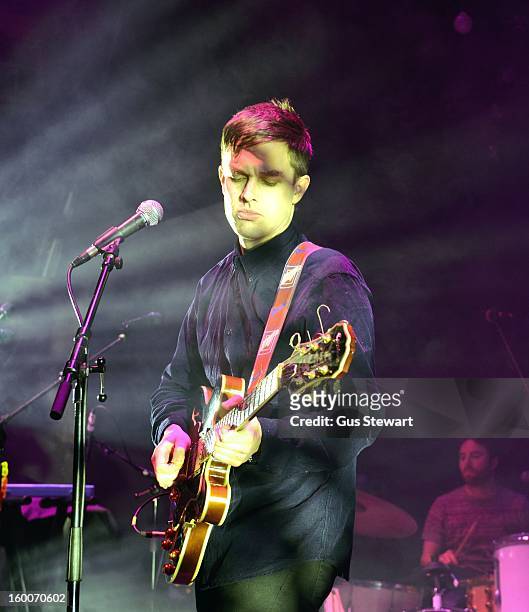 Gabriel Stebbing of Night Works performs on stage at O2 Shepherd's Bush Empire on January 18, 2013 in London, England.