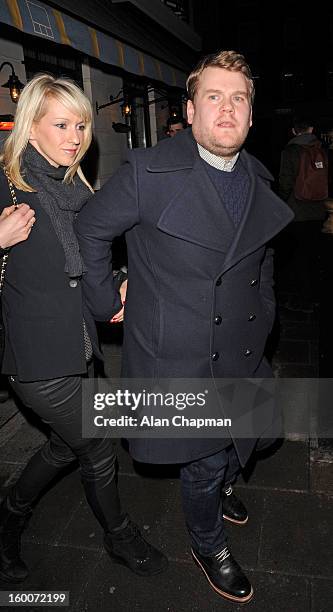 Julia Carey and James Corden sighting in Mayfair on January 25, 2013 in London, England.