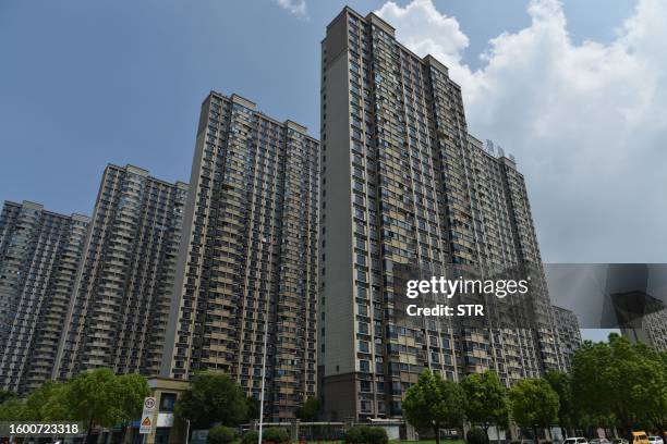 Buildings of China's developer Country Garden Holdings are seen in Fuyang in China's eastern Anhui province on August 15, 2023. / China OUT