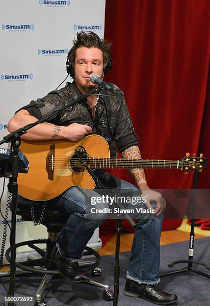 Josh McSwain of Country rock band "Parmalee" performs at SiriusXM Studios on January 25, 2013 in New York City.