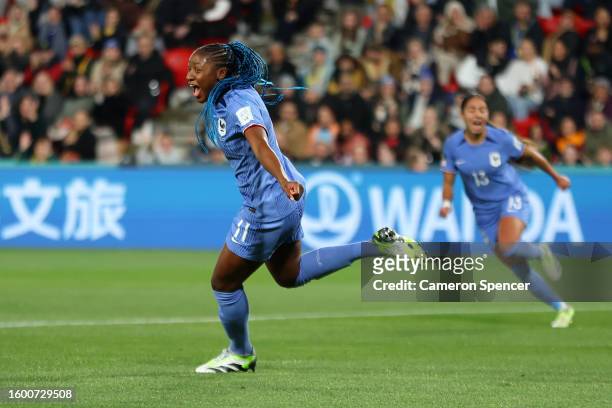 Kadidiatou Diani of France celebrates after scoring her team's first goal during the FIFA Women's World Cup Australia & New Zealand 2023 Round of 16...