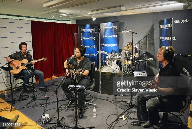 Josh McSwain, Matt Thomas, Scott Thomas and Barry Know of Country rock band "Parmalee" perform at SiriusXM Studios on January 25, 2013 in New York...