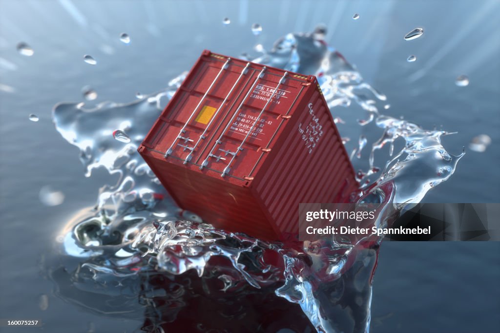 Model Of A Freight Container Falling Into Water High-Res Vector Graphic ...
