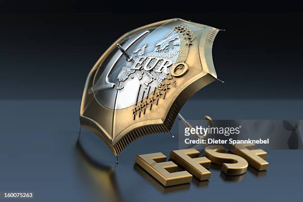 euro coin designed umbrella with typo efsf - 欧州金融安定ファシリティ ストックフォトと画像