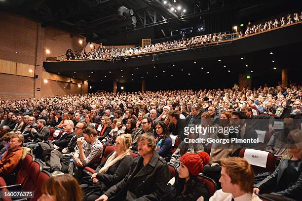 General view of the atmosphere at the "jOBS" Premiere during the 2013 Sundance Film Festival at Eccles Center Theatre on January 25, 2013 in Park...