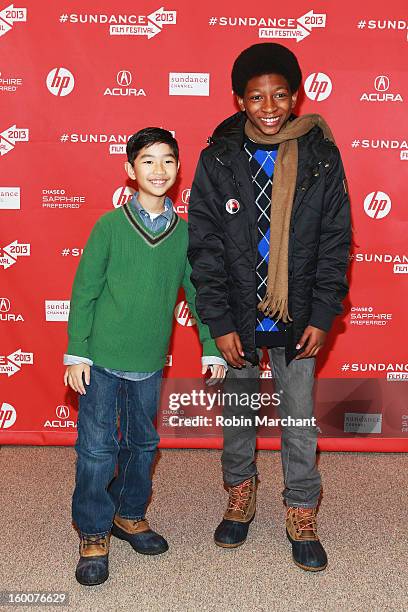 Cast members Ethan Dizon and Skylan Brooks attend "The Inevitable Defeat Of Mister And Pete" Premiere during the 2013 Sundance Film Festival at...