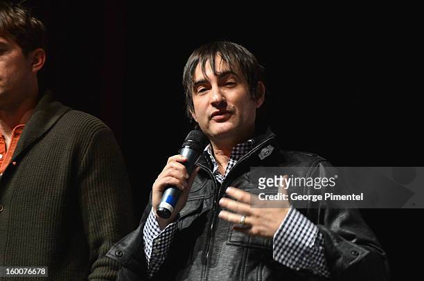 Director Joshua Michael Stern speaks onstage at the "jOBS" Premiere during the 2013 Sundance Film Festival at Eccles Center Theatre on January 25,...