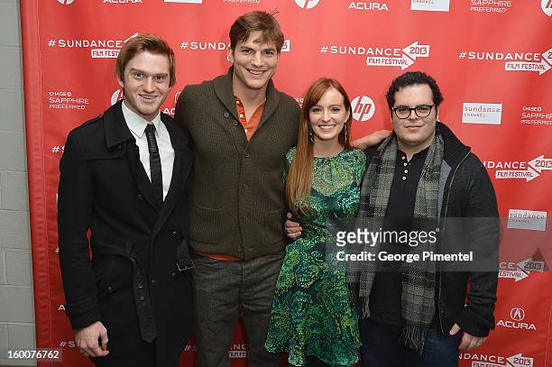 Actors Eddie Hassell, Ashton Kutcher, Ahna O'Reilly and Josh Gad attend the "jOBS" Premiere during the 2013 Sundance Film Festival at Eccles Center...