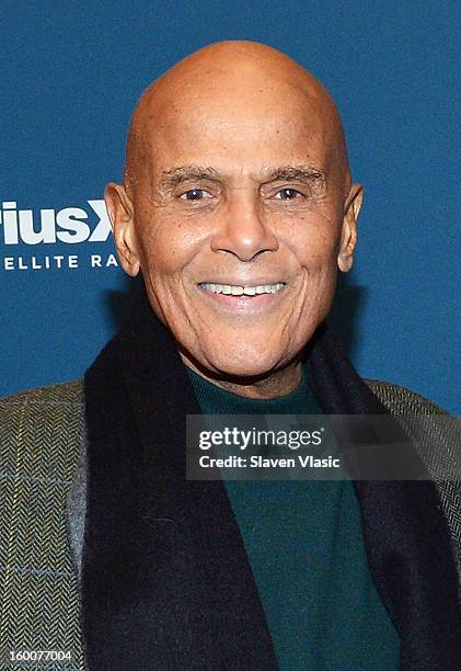 Actor/singer/activist Harry Belafonte is interviewed by SiriusXM host Joe Madison at SiriusXM studios on January 25, 2013 in New York City.