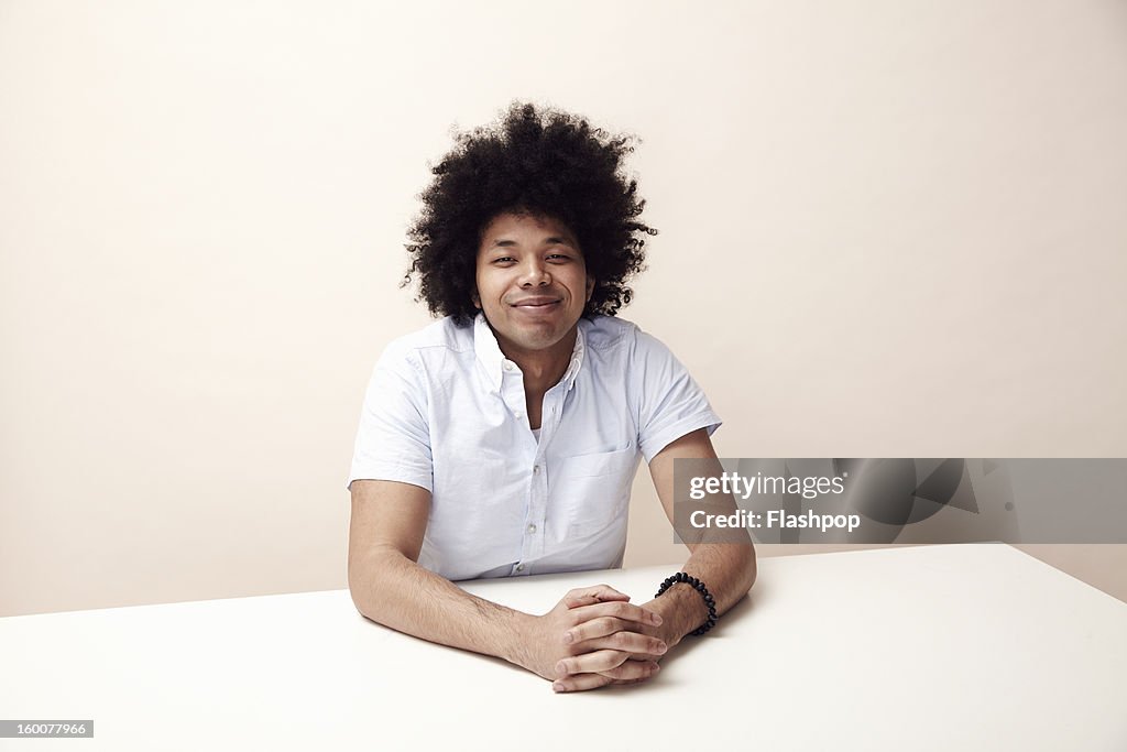 Portrait of man looking to camera