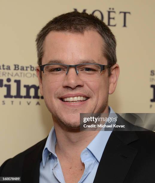 Actor Matt Damon visits The Moet & Chandon Lounge at The Santa Barbara International Film Festival on January 25, 2013 in Santa Barbara, California.