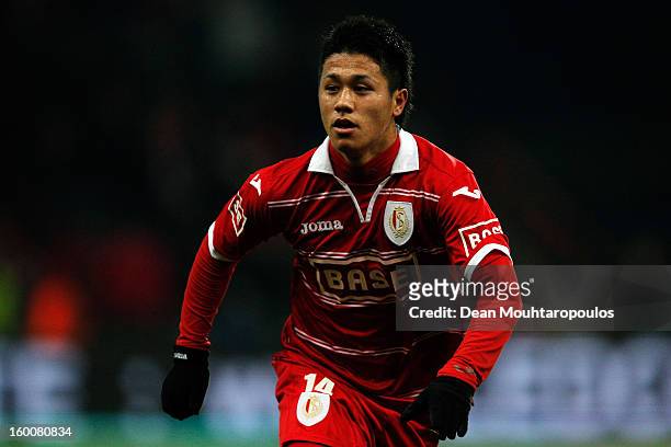 Yuji Ono of Standard in action during the Jupiler League match between Standard de Liege and KV Kortrijk at Stade Maurice Dufrasne the on January 25,...