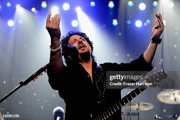 Toto's Steve Lukather celebrating Yamaha's 125th Anniversary Live Around the World Dealer Concert performs at the Hyperion Theater on January 25,...