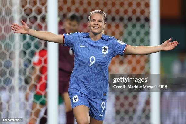 Eugenie Le Sommer of France celebrates after scoring her team's fourth goal during the FIFA Women's World Cup Australia & New Zealand 2023 Round of...