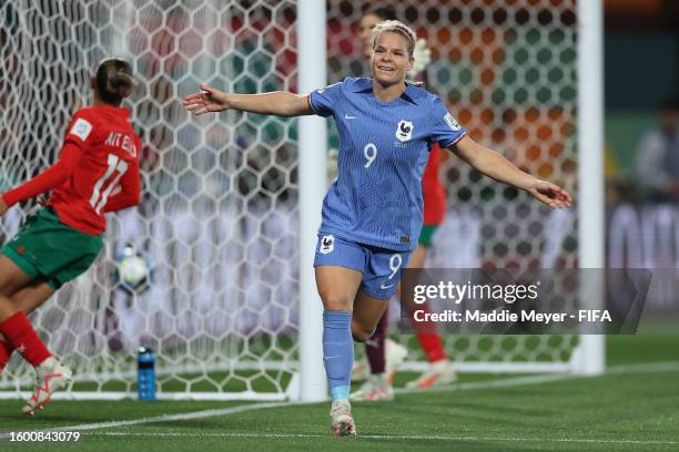 Eugenie Le Sommer of France celebrates after scoring her team's fourth goal during the FIFA Women's World Cup Australia & New Zealand 2023 Round of...